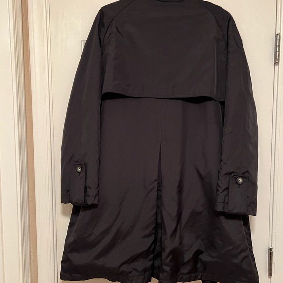 Larry Levine Black Trench Coat Jacket Lined Rain Coat - Size XL - Picture 2 of 7